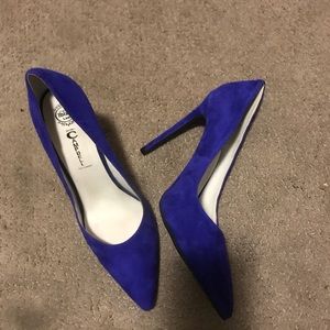 Jeffrey Campbell blue faux suede pump